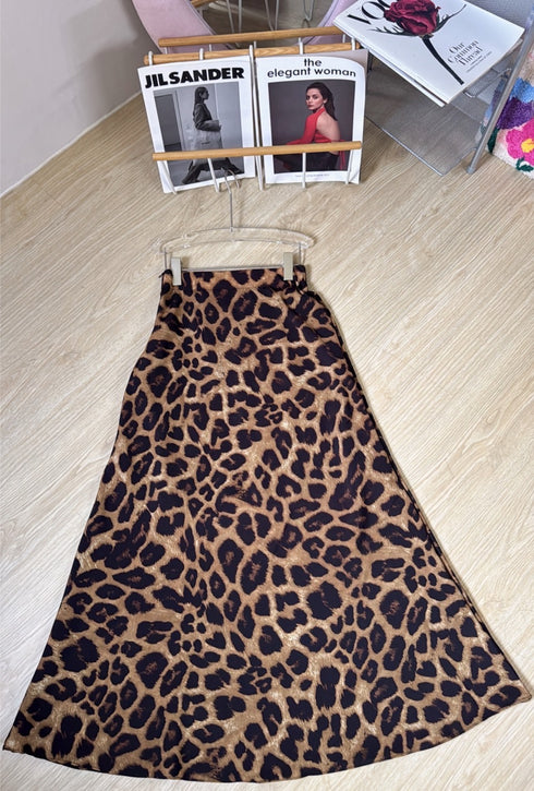 Latest Trendy Animal Print Satin A-Line Skirts